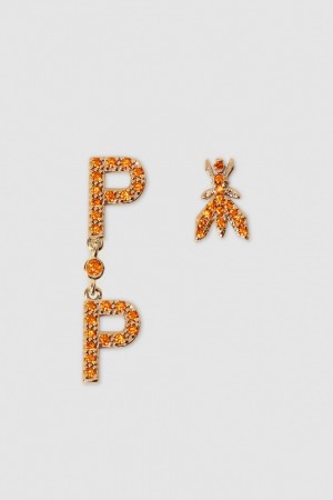 Patrizia Pepe Brass And Glass Earrings Turuncu | EPS538164