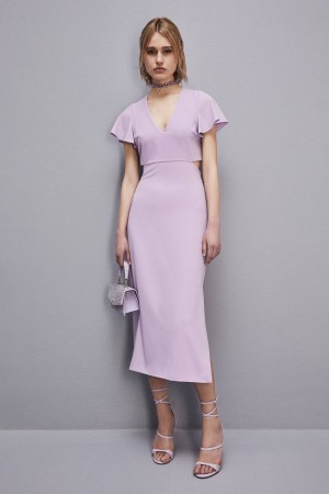 Patrizia Pepe Cut-out Midi Dress In Sablè Crepe Mor | KMH926853