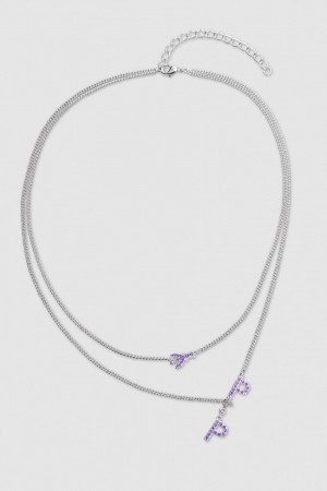 Patrizia Pepe Double Chain Brass Necklace Pembe | BED793061