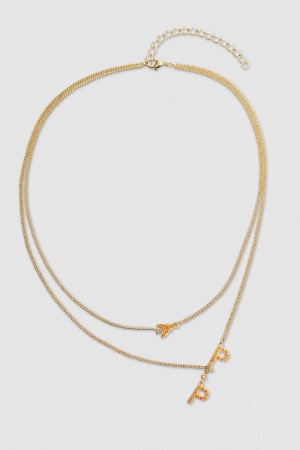 Patrizia Pepe Double Chain Brass Necklace Turuncu | EBA821604