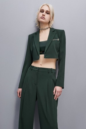 Patrizia Pepe Essential Crepe Jacket With Zipper Yeşil | HSK679512
