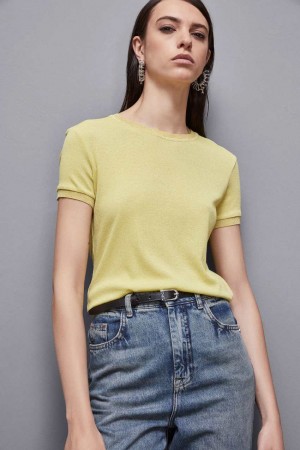 Patrizia Pepe Essential Short-sleeved Sweater Sarı | IMO632957