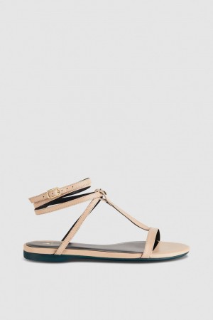 Patrizia Pepe Flat Sandals With Ankle Strap Bej Rengi | ATQ749638