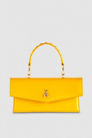 Patrizia Pepe Fly Bamby Leather Shoulder Bag Sarı | ZAN093278