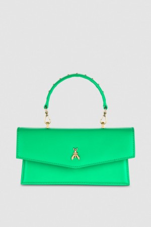 Patrizia Pepe Fly Bamby Leather Shoulder Bag Yeşil | OGX893467