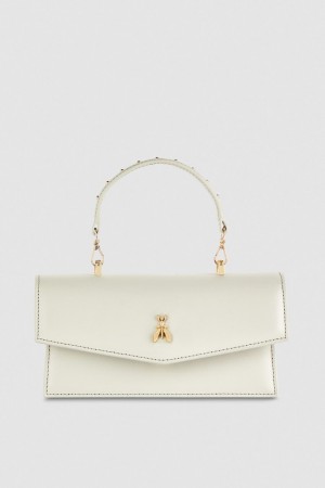 Patrizia Pepe Fly Bamby Leather Shoulder Bag Gri | XHL821597