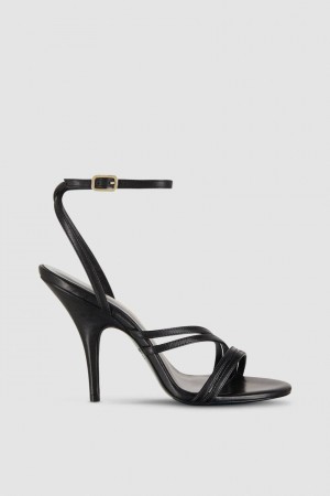 Patrizia Pepe Heeled Leather Sandals Siyah | PXQ876204