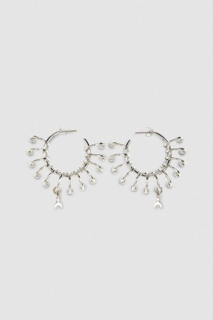 Patrizia Pepe Hoop Earrings With Rings Gümüş | MGT741892