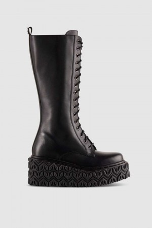 Patrizia Pepe Leather Boots With Side Zipper Siyah | GDJ196732