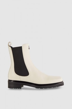 Patrizia Pepe Leather Square Toe Beatles Boots Bej Rengi | TKC387520
