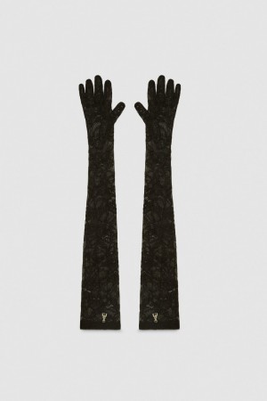 Patrizia Pepe Long Stretch Lace Gloves Siyah | GOJ381057