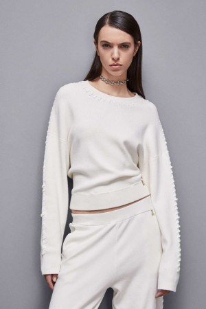 Patrizia Pepe Long-sleeved Viscose Blend Sweater Beyaz | HEU526398