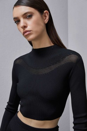 Patrizia Pepe Long-sleeved Viscose Blend Sweater Siyah | UTJ480973