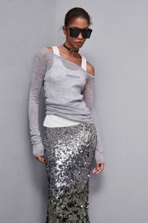 Patrizia Pepe Long-sleeved Wool Sweater Gri | SPR936157