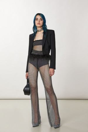 Patrizia Pepe Mesh Pants With Rhinestones Siyah | HSO236740