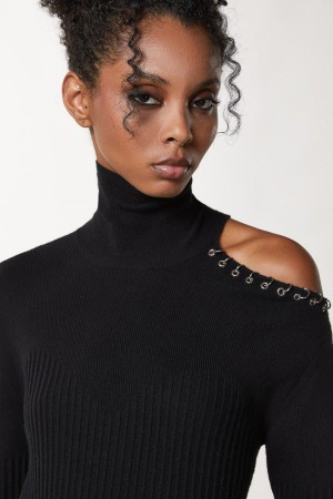 Patrizia Pepe Piercing Cut-out Sweater Siyah | CDO465891