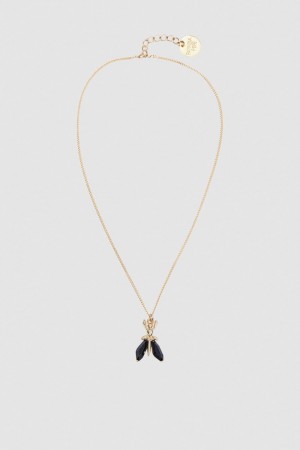 Patrizia Pepe Precious Fly Mini Necklace Siyah | PFN431908