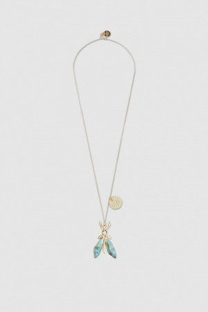 Patrizia Pepe Precious Fly Necklace With Stones Yeşil | YZP831429