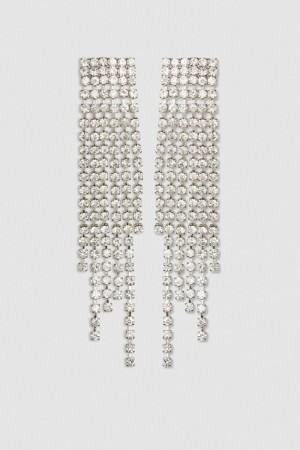Patrizia Pepe Rhinestone Earrings Gümüş | KUQ305489