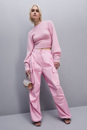 Patrizia Pepe Rib Knit Sweater With Round Neckline Pembe | VGC246753