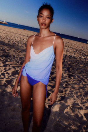 Patrizia Pepe Sleeveless Top With Drop Neckline In Chiffon Açık Mavi | VGY198437