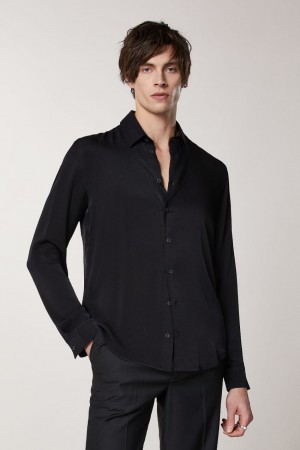Patrizia Pepe Solid-colored Shirt In Viscose Twill Siyah | PFH081749