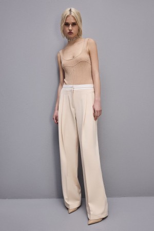 Patrizia Pepe Wool Blend Sleeveless Bodysuit Bej Rengi | XEU567849