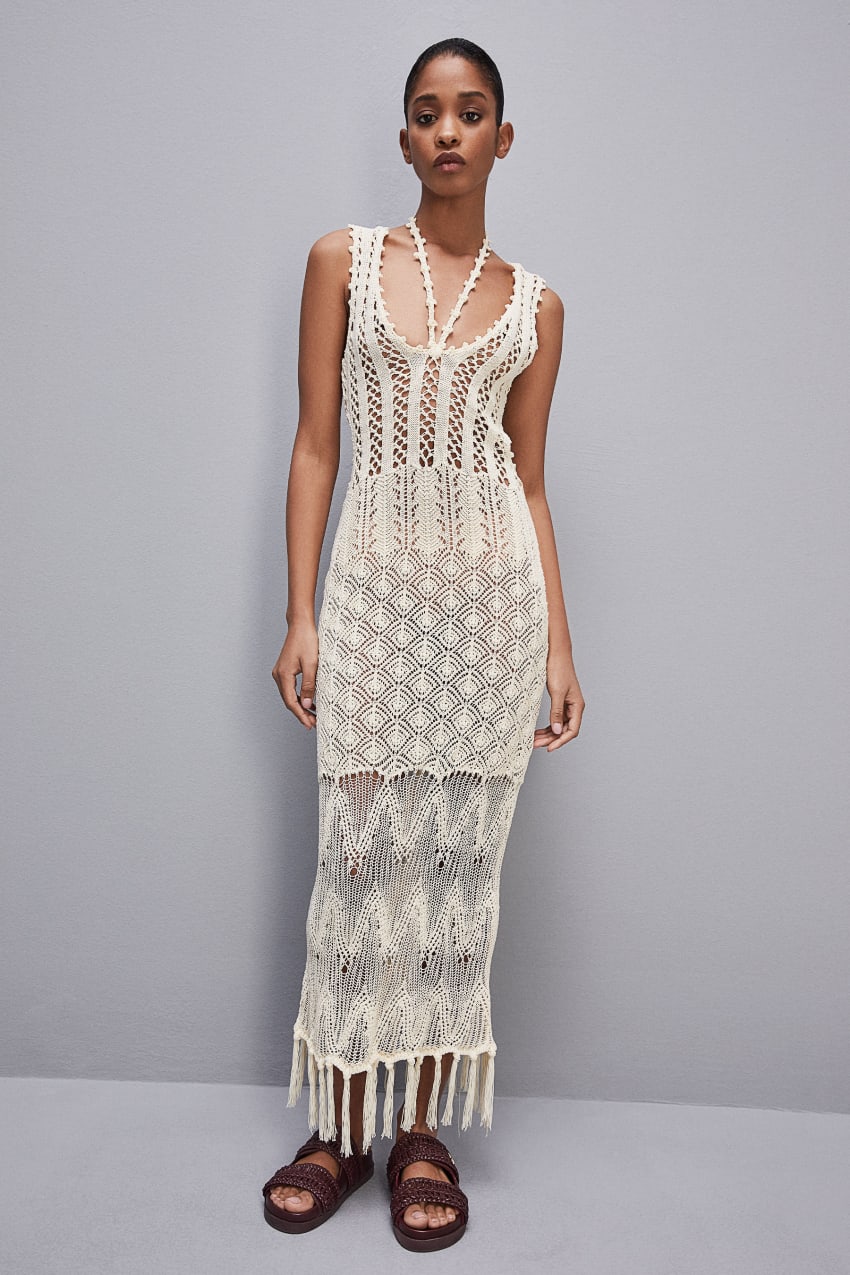 Patrizia Pepe Crochet-effect Dress Made Of Recycled Nylon Beyaz | LHO851739