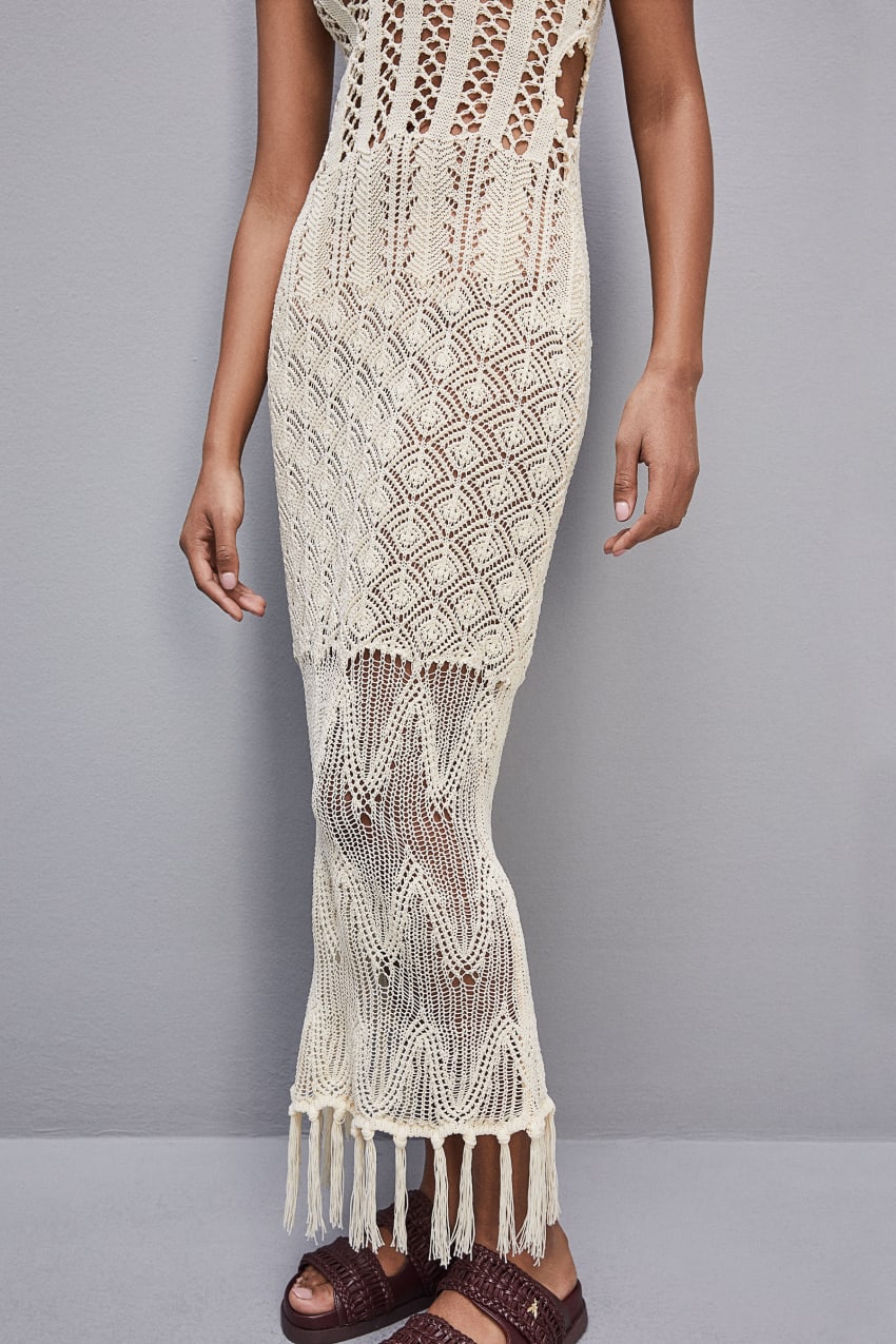 Patrizia Pepe Crochet-effect Dress Made Of Recycled Nylon Beyaz | LHO851739
